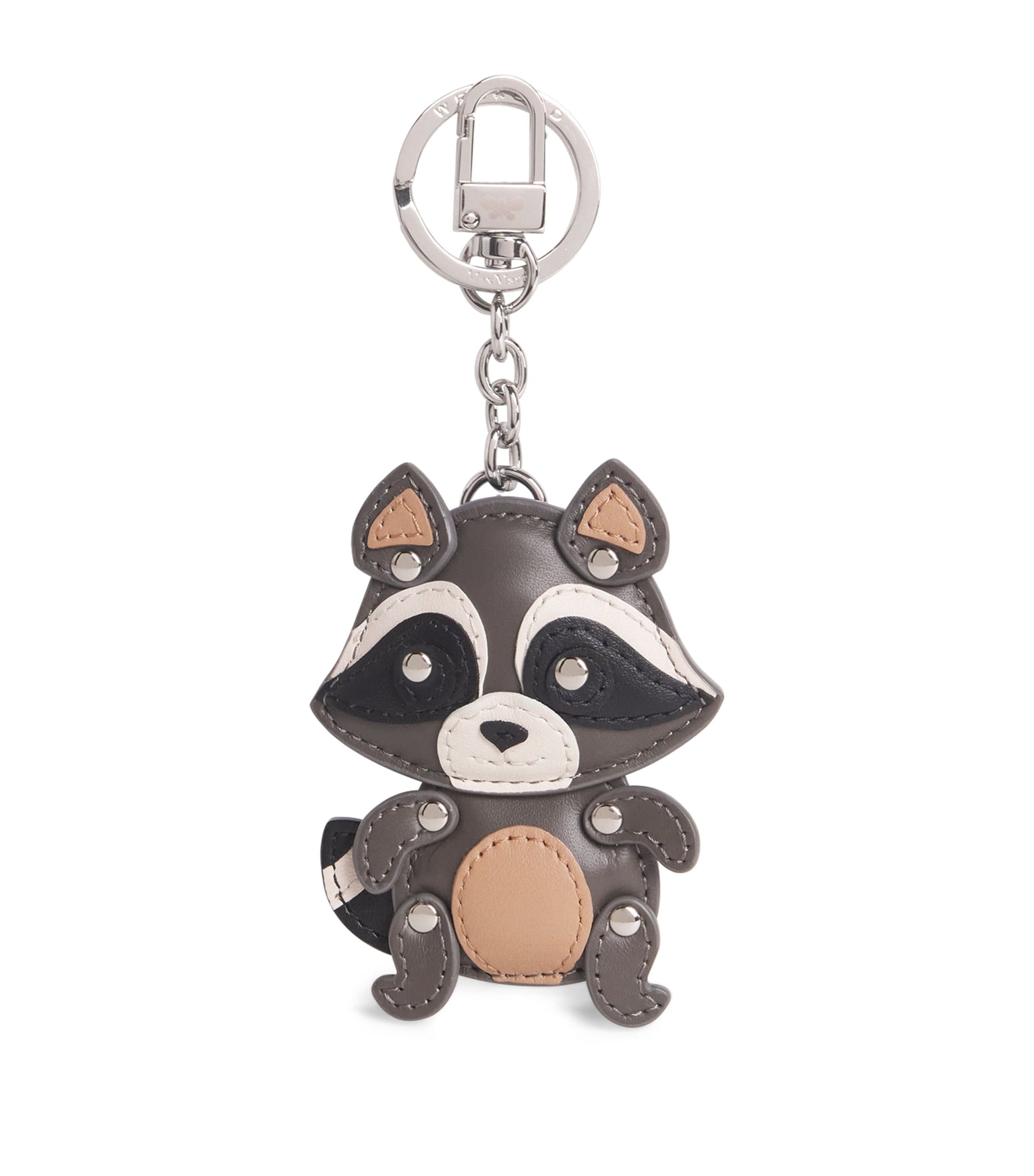 Weekend Max Mara Grey Leather Raccoon Key Ring