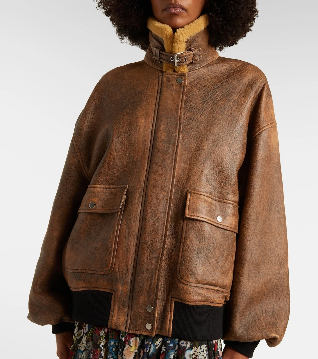 Khaite - Sandor shearling-trimmed leather jacket