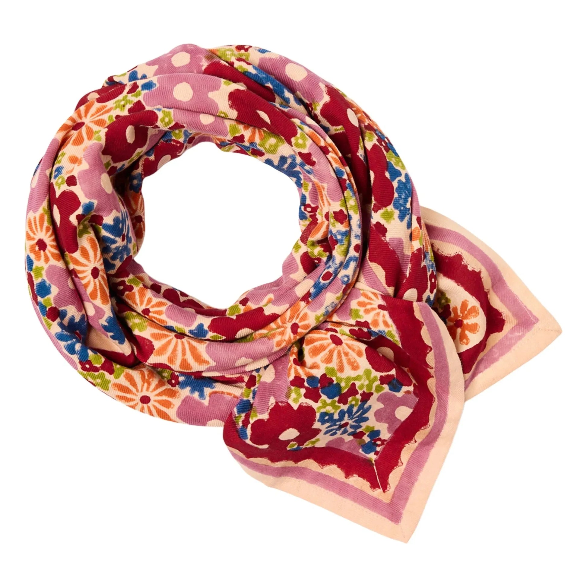 Apaches - Large Flowered Latika Scarf | Pink