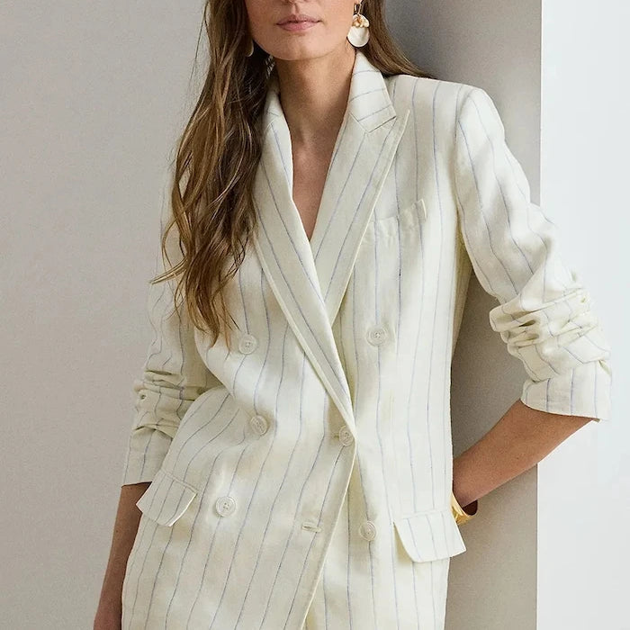 Lauren Ralph Lauren kadın keten kruvaze ceket