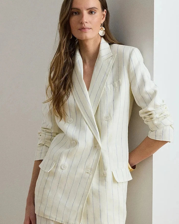 Lauren Ralph Lauren kadın keten kruvaze ceket