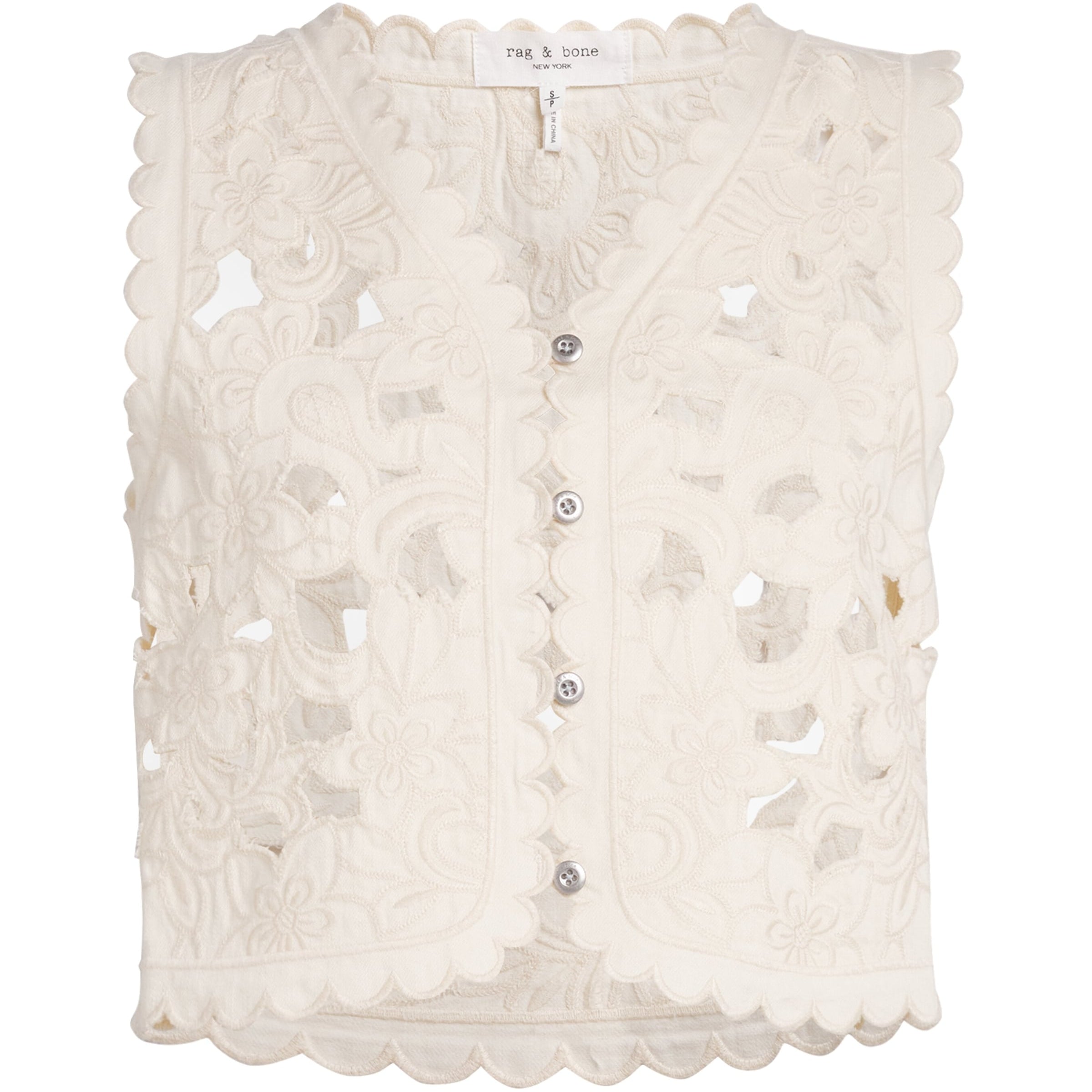 Rag & Bone Ivory Cut-Out Coralie Vest