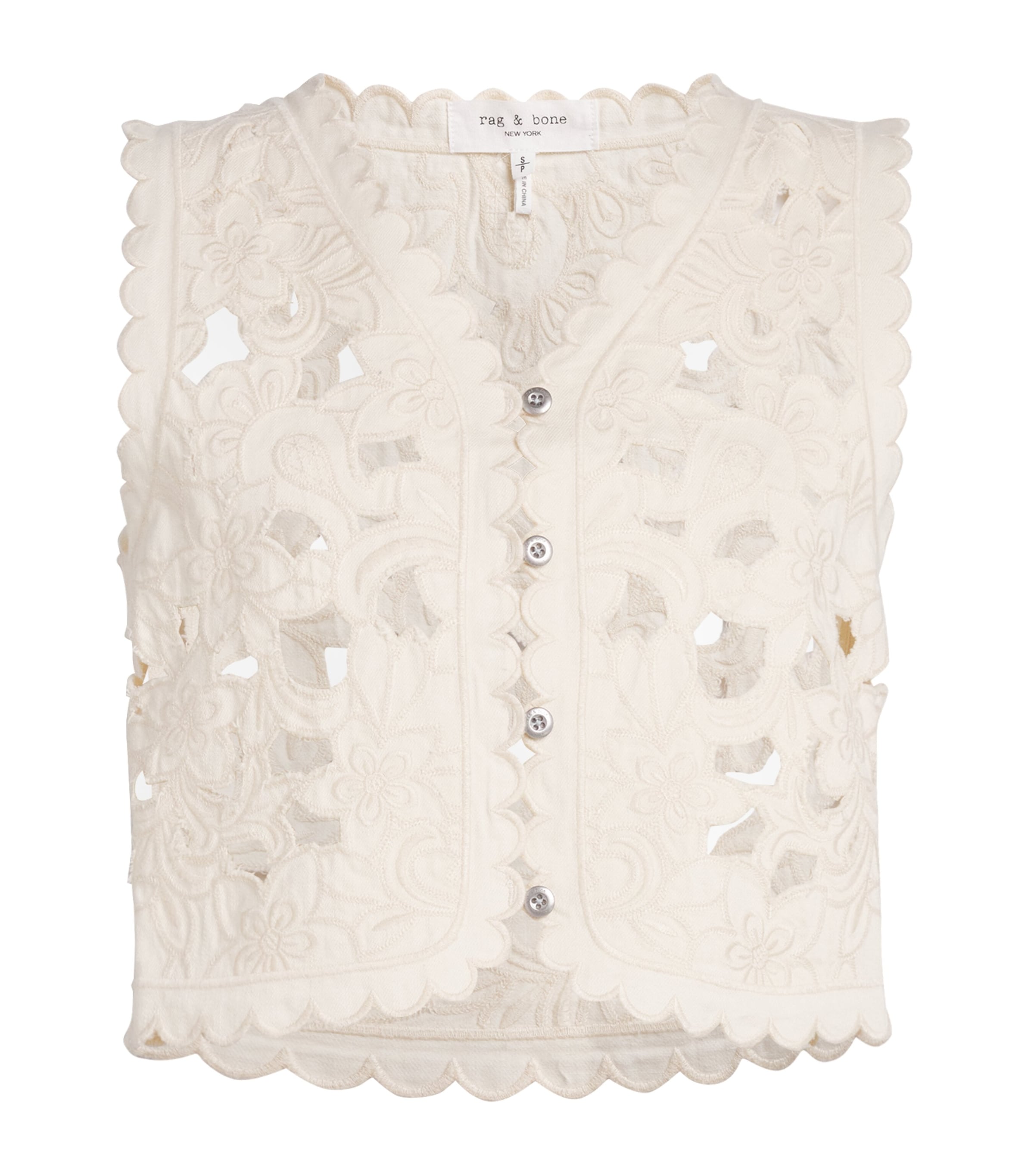 Rag & Bone Ivory Cut-Out Coralie Vest