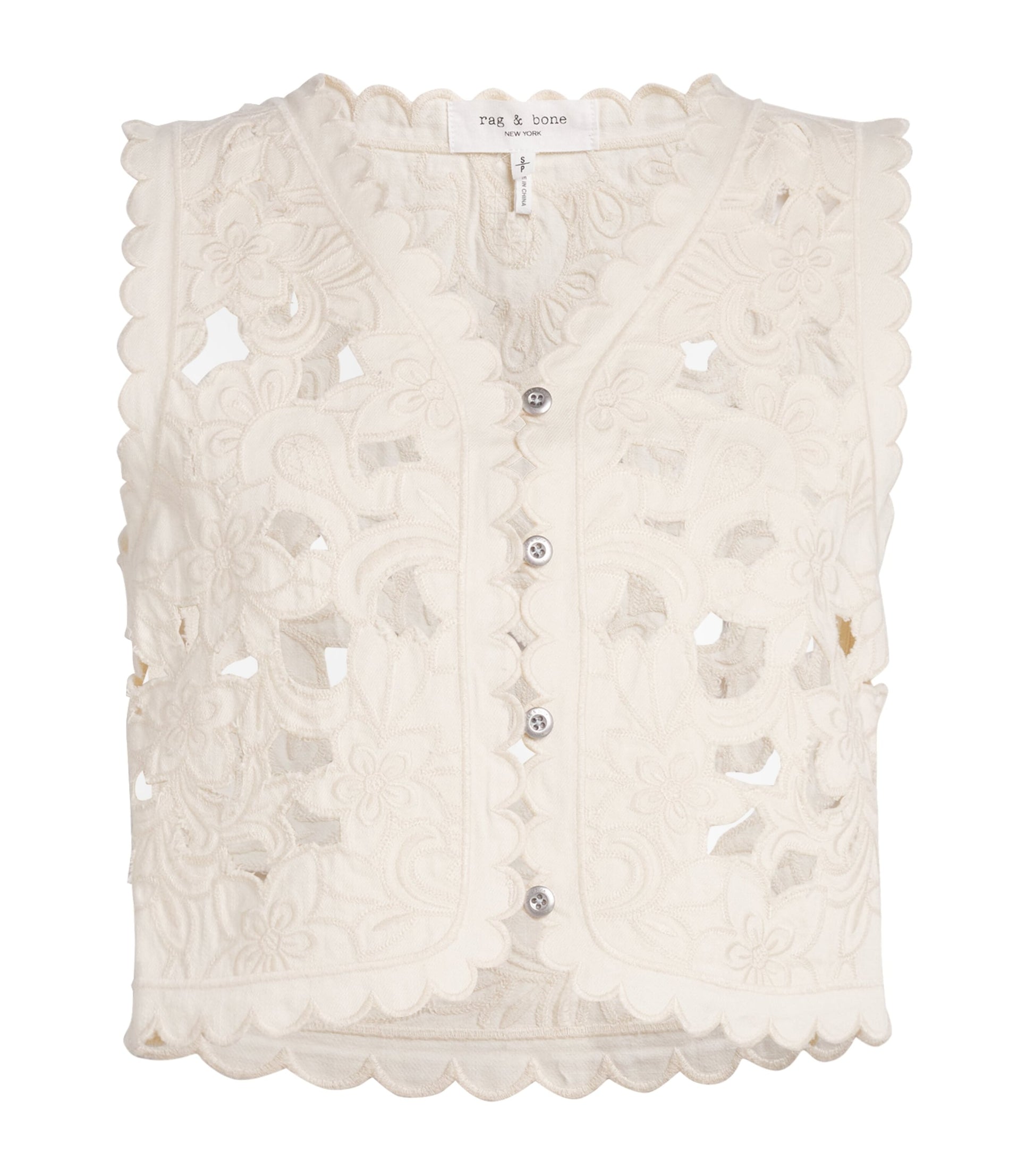 Rag & Bone Ivory Cut-Out Coralie Vest