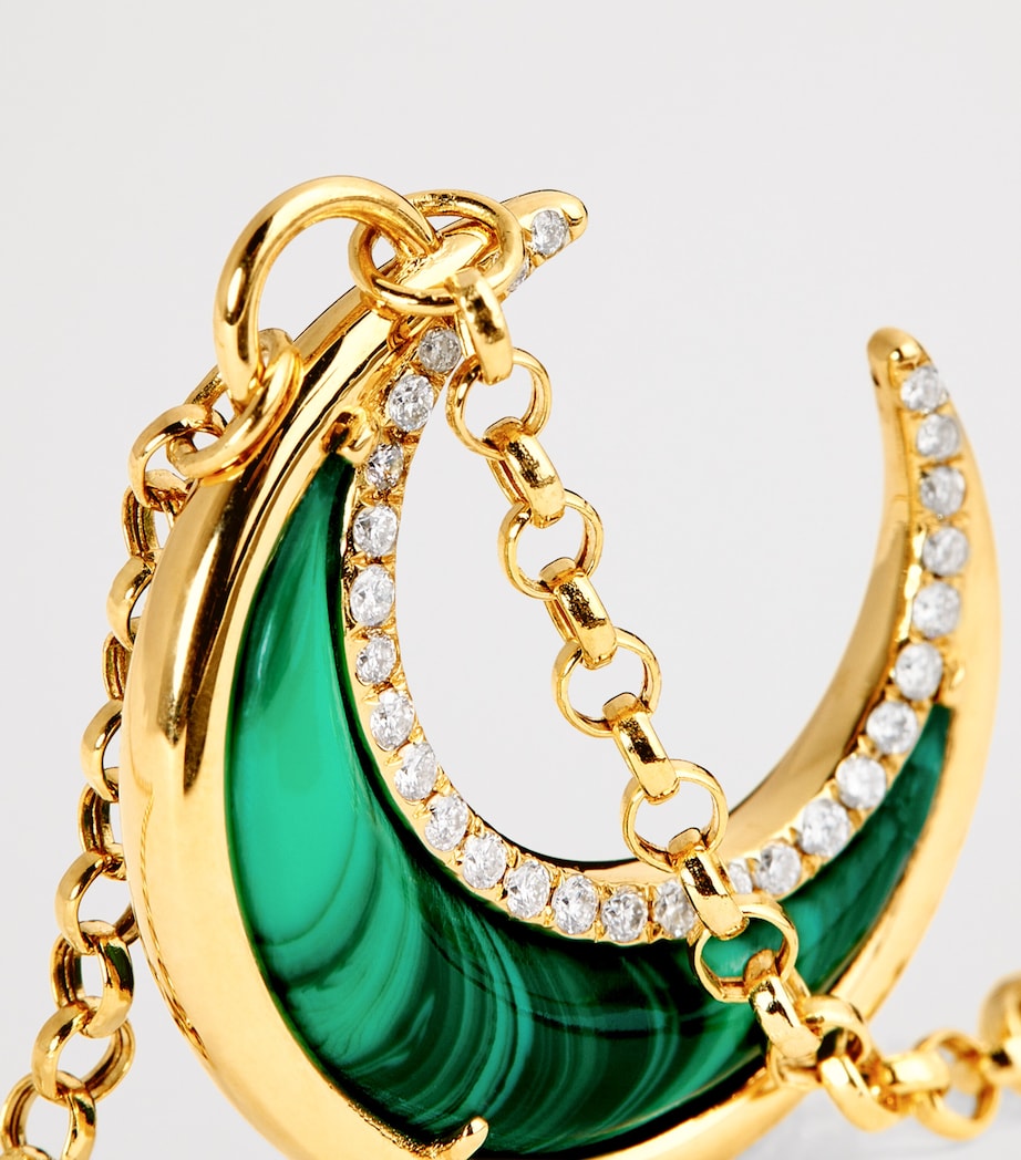 Yellow Gold, Diamond and Malachite Bloop Moon N*93 Necklace