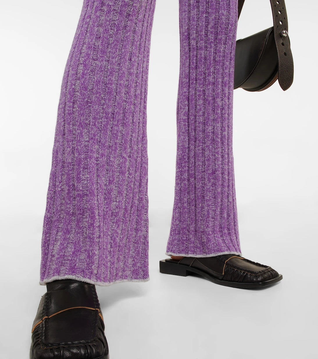 Acne Studios - Ribbed-knit flared wool-blend pants