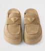 Prada Neutral Suede Flatform Mules