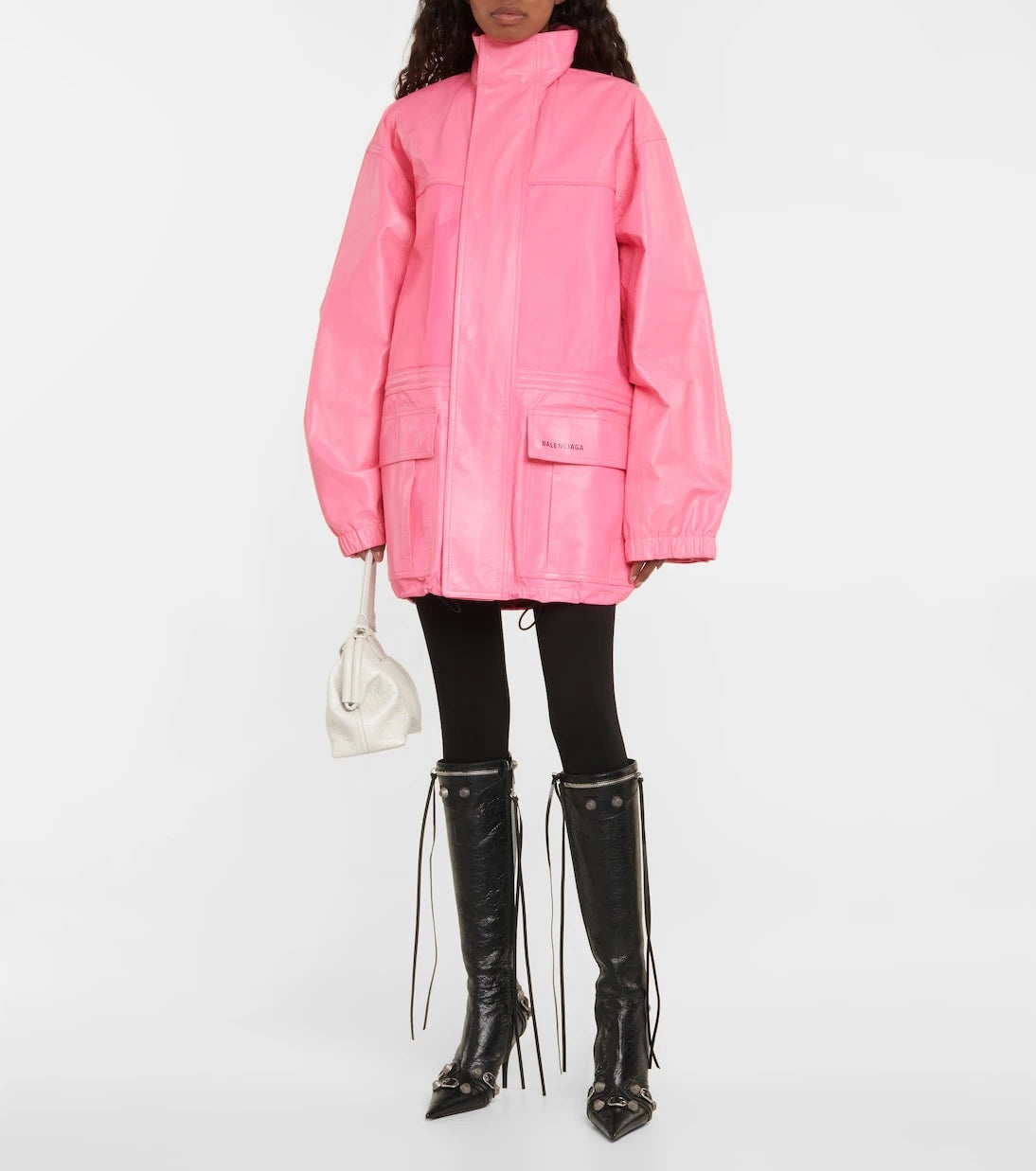 Balenciaga - حذاء Cagole الجلدي ذو الرقبة العالية للركبة