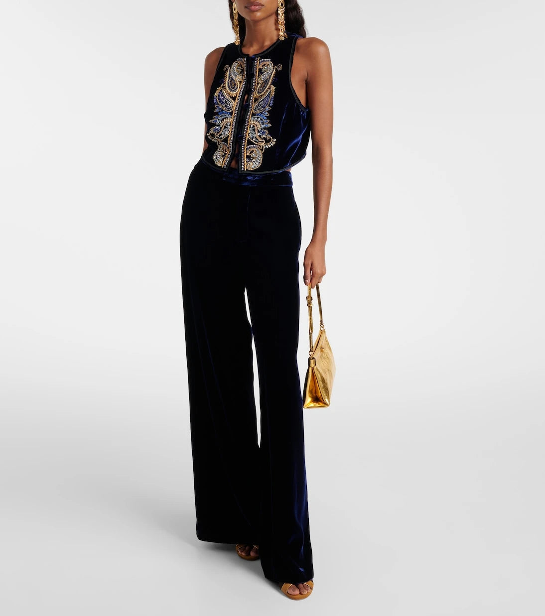Etro - Velvet wide-leg pants