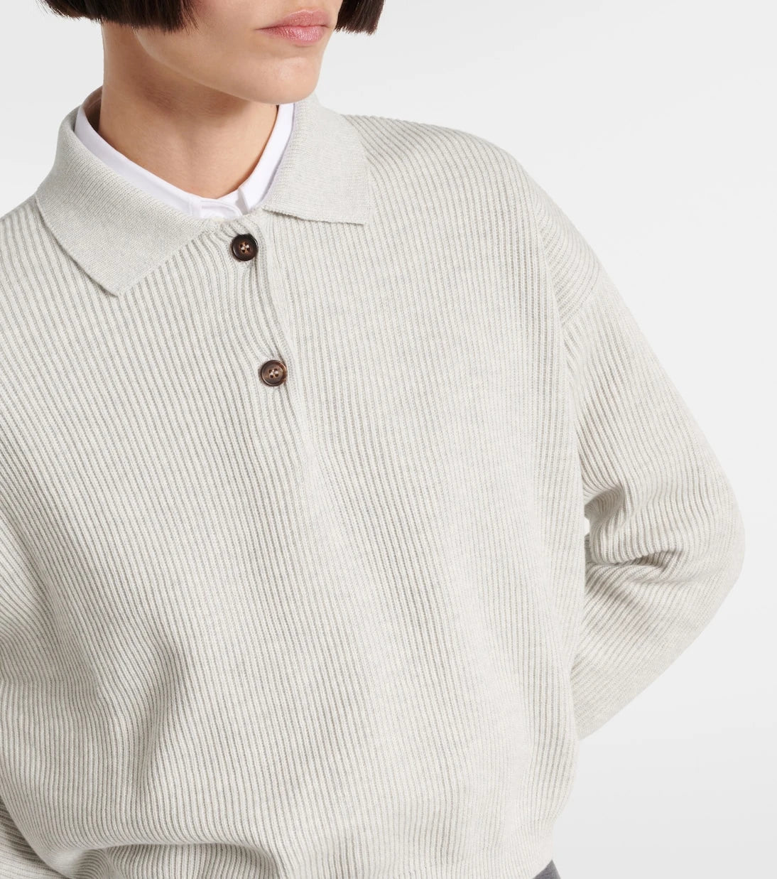 Brunello Cucinelli - Ribbed-knit cotton polo sweater
