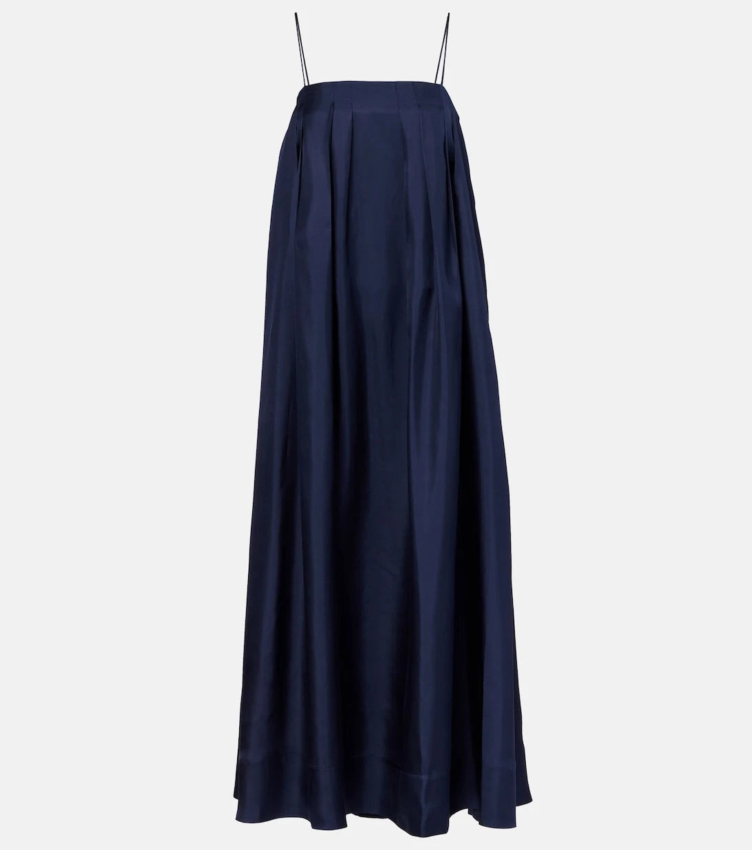 Asceno - Heather pleated silk twill maxi dress