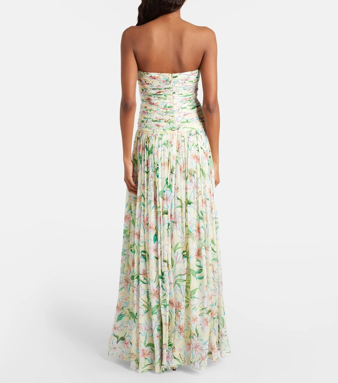 Là Fuori - Draped floral caped gown