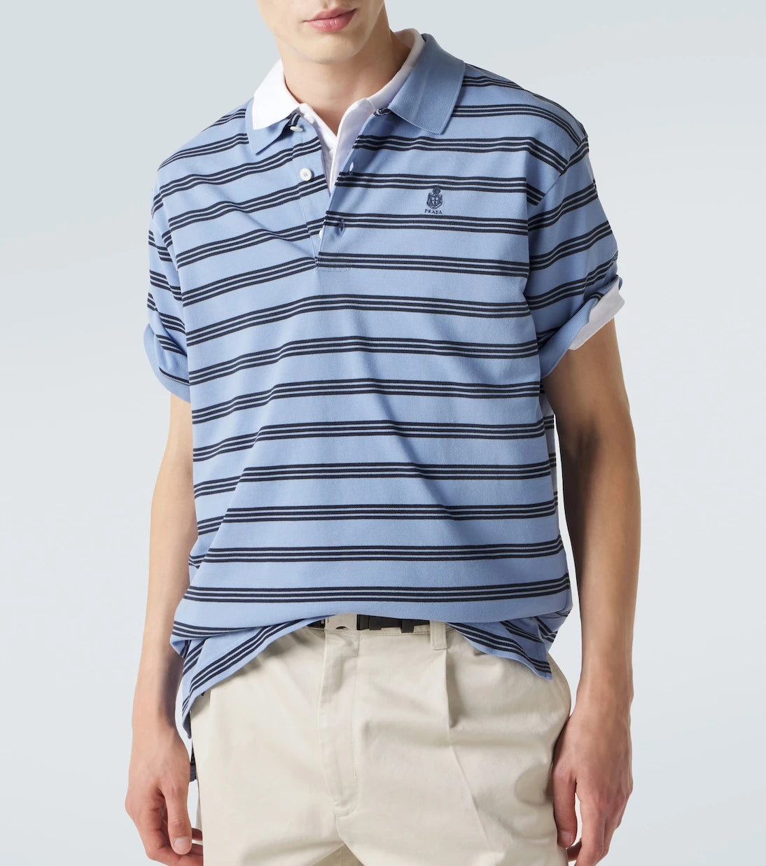 Prada - Striped cotton piqué polo shirt