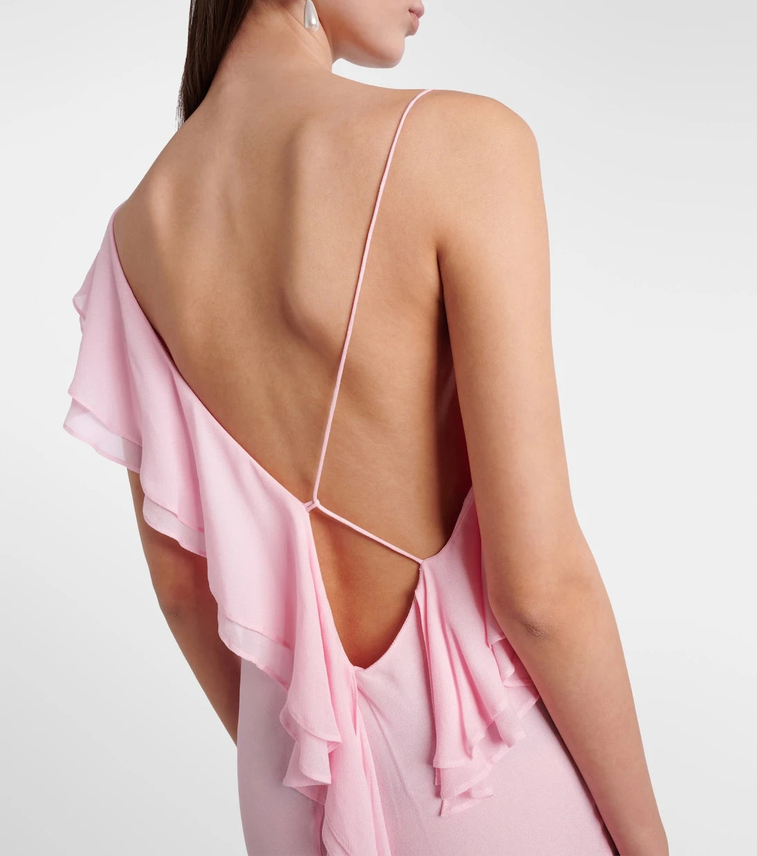 Self-Portrait - Ruffled asymmetric georgette gown