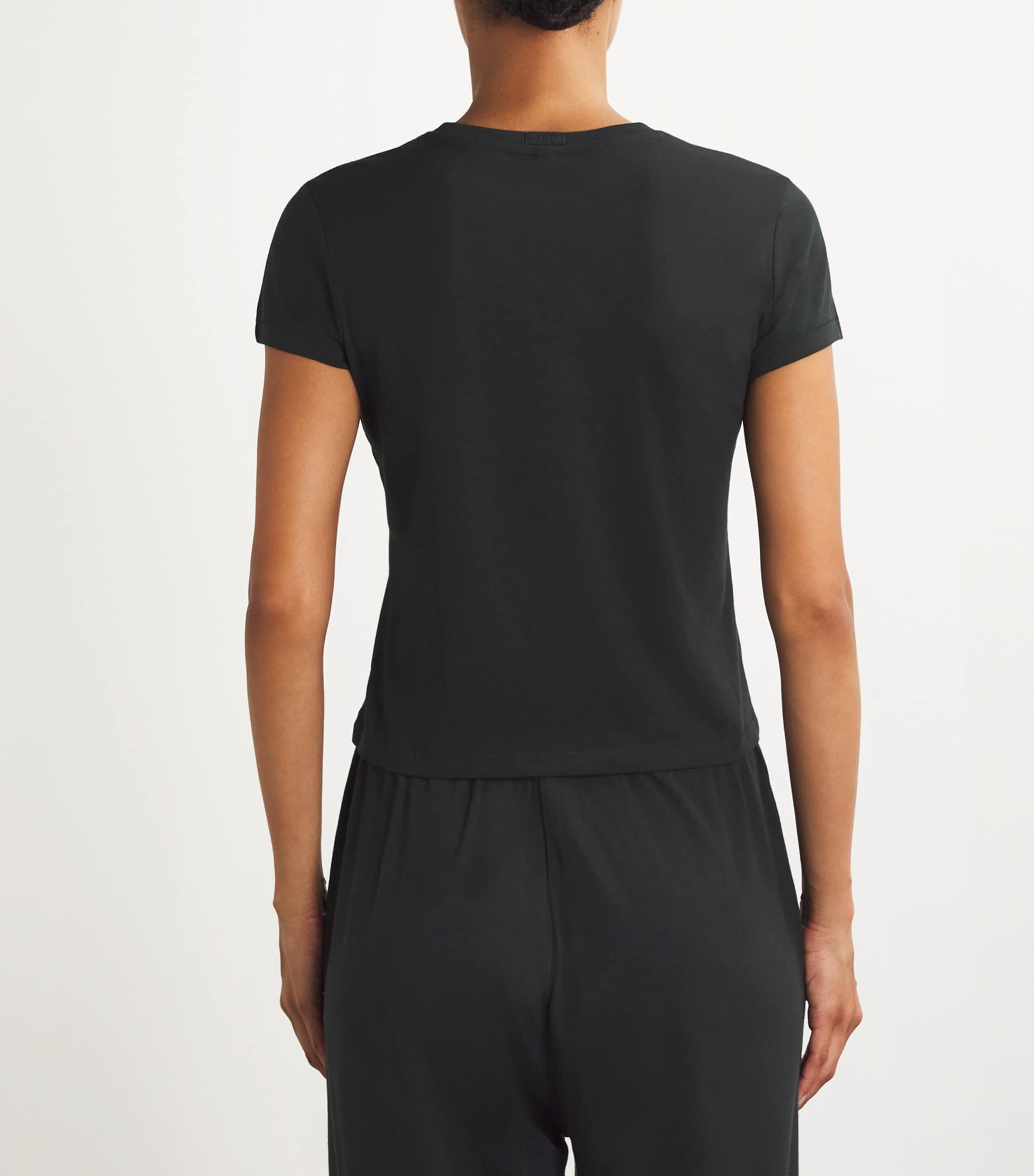 Skims Black Cotton-Blend Shrunken T-Shirt