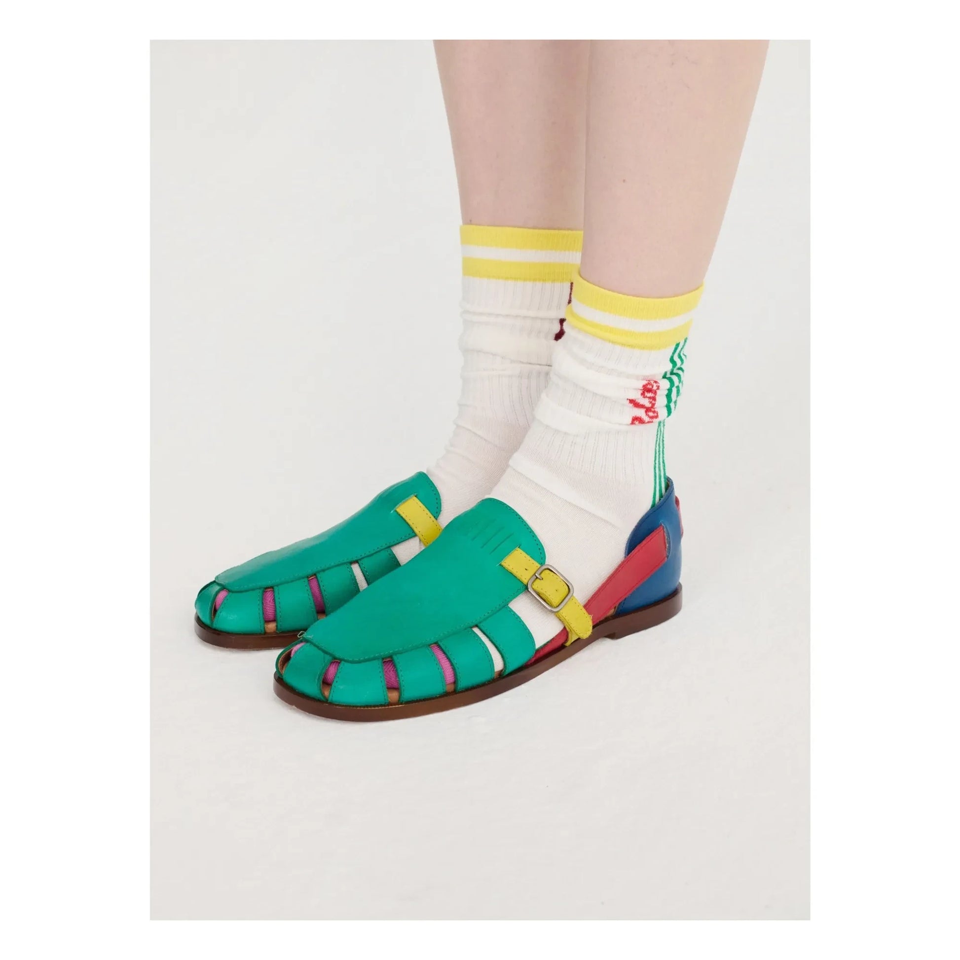 Bobo Choses - Color Block Leather sandals | Green