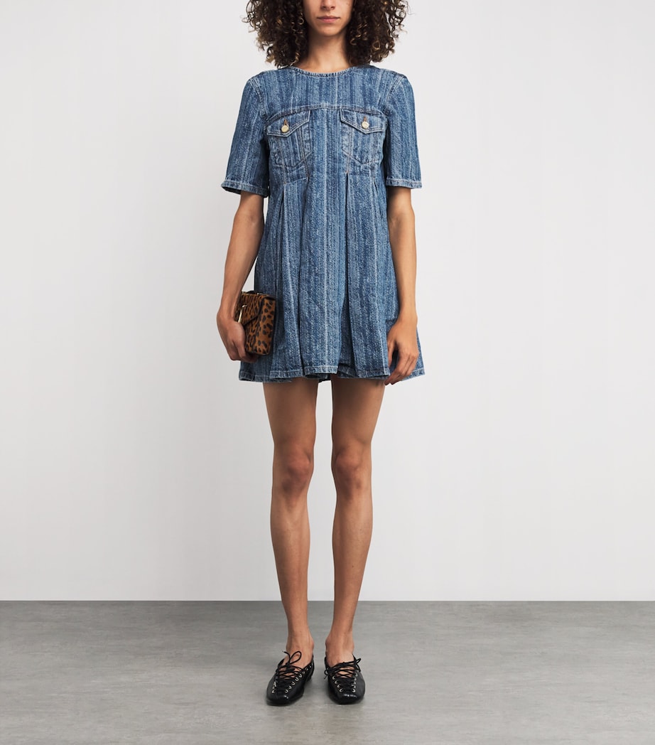 GANNI Blue Denim Open-Back Mini Dress