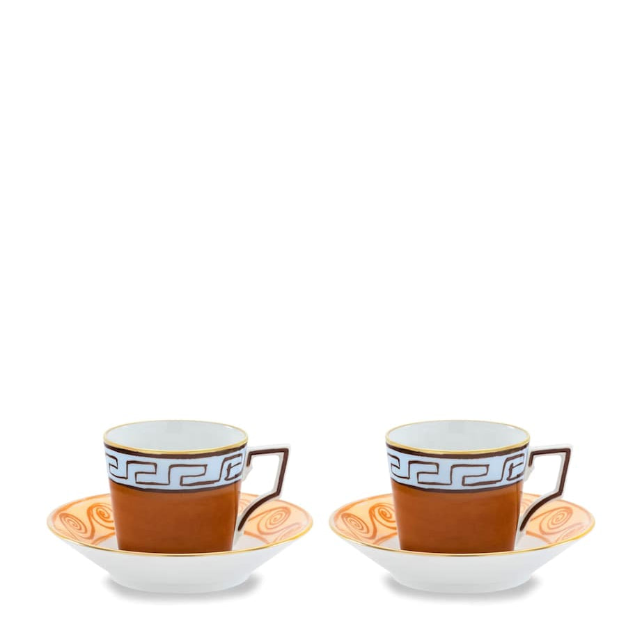 Set of 2 Porcelain Il Viaggio di Nettuno Coffee Cups and Saucers