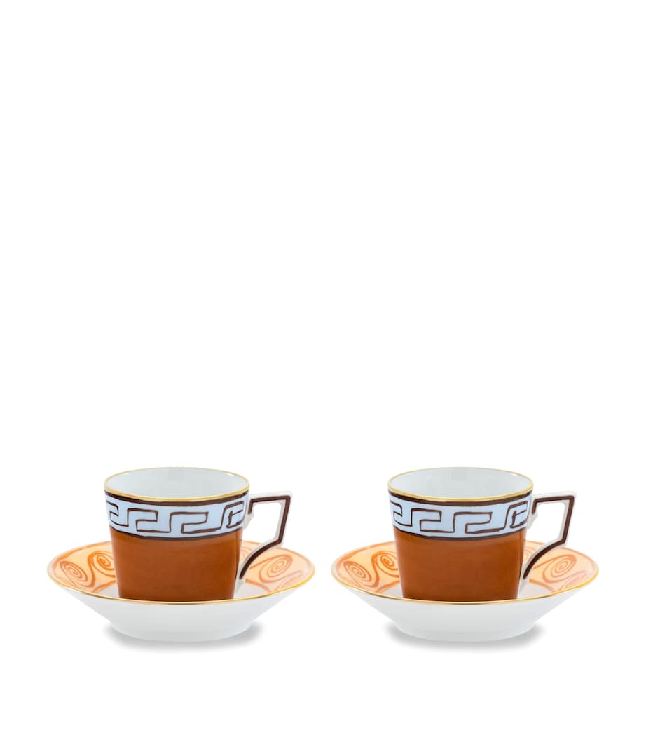 Set of 2 Porcelain Il Viaggio di Nettuno Coffee Cups and Saucers