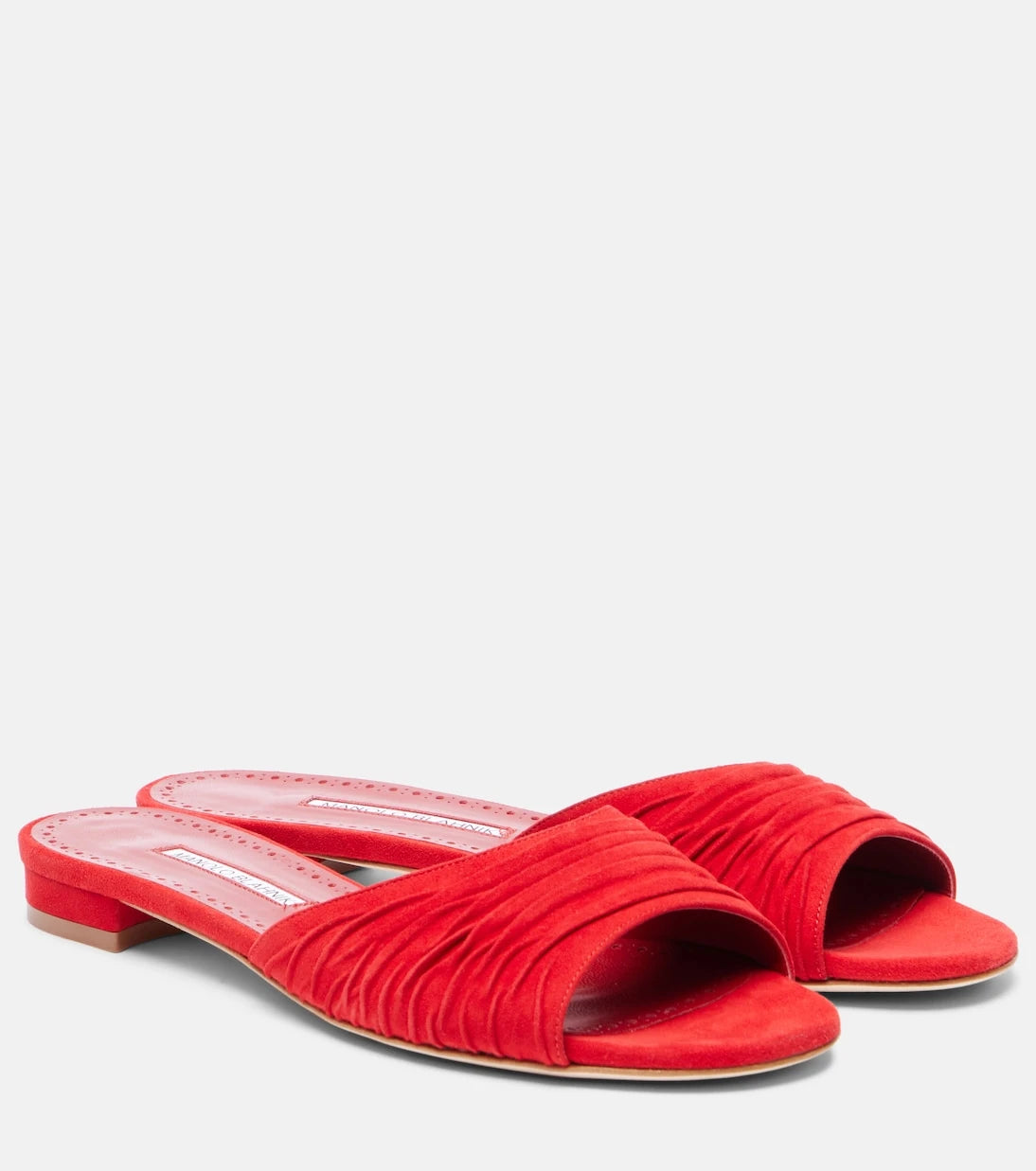 Manolo Blahnik - Piruaflat gathered suede slides