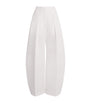 White Twill Pleated Ovalo Trousers