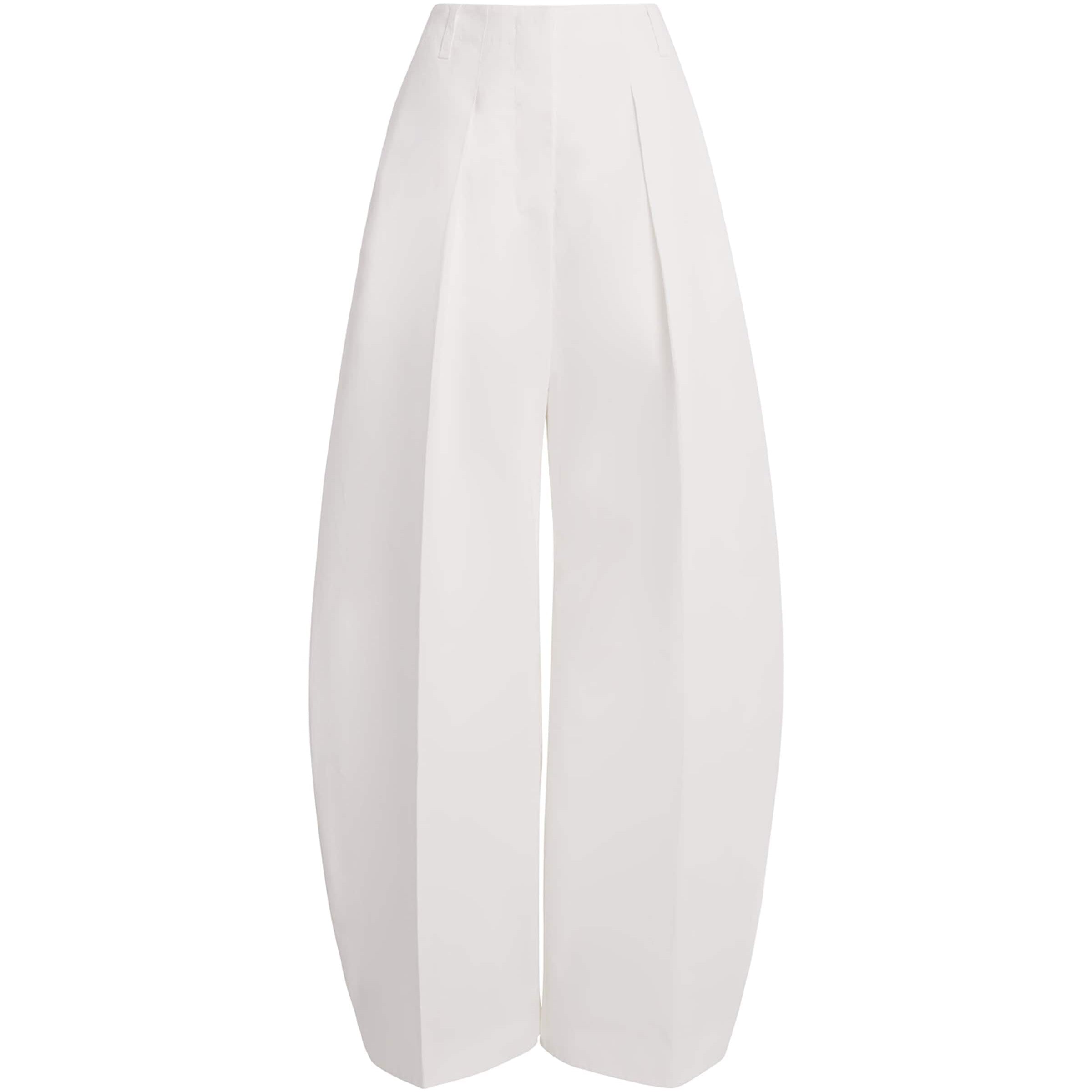 White Twill Pleated Ovalo Trousers