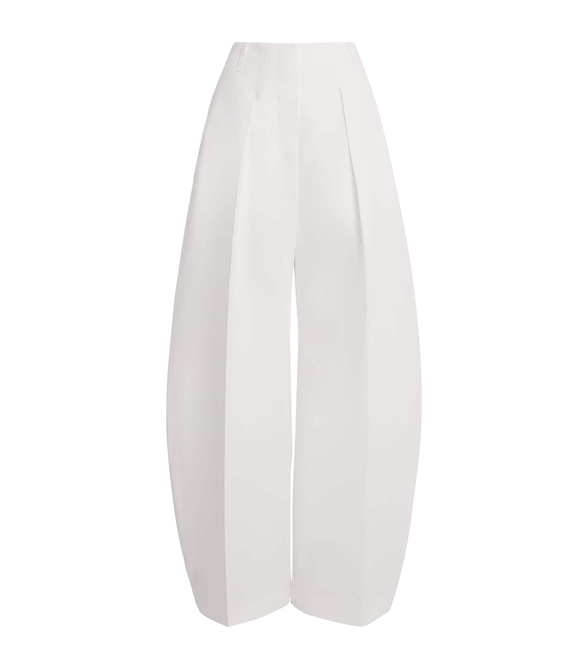 White Twill Pleated Ovalo Trousers