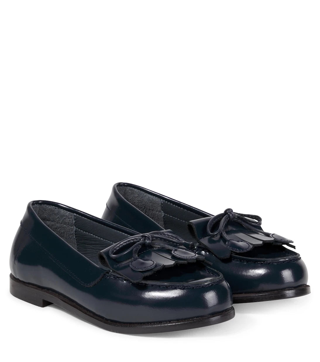 Bonpoint - Jazz bow-detail fringed leather loafers