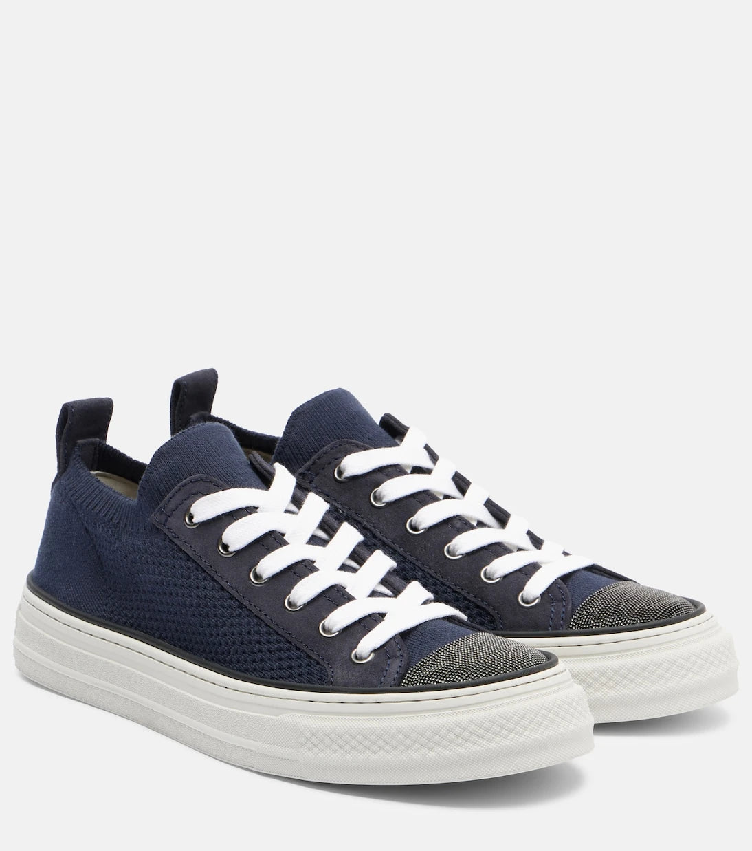 Brunello Cucinelli - Monili suede-trimmed sneakers