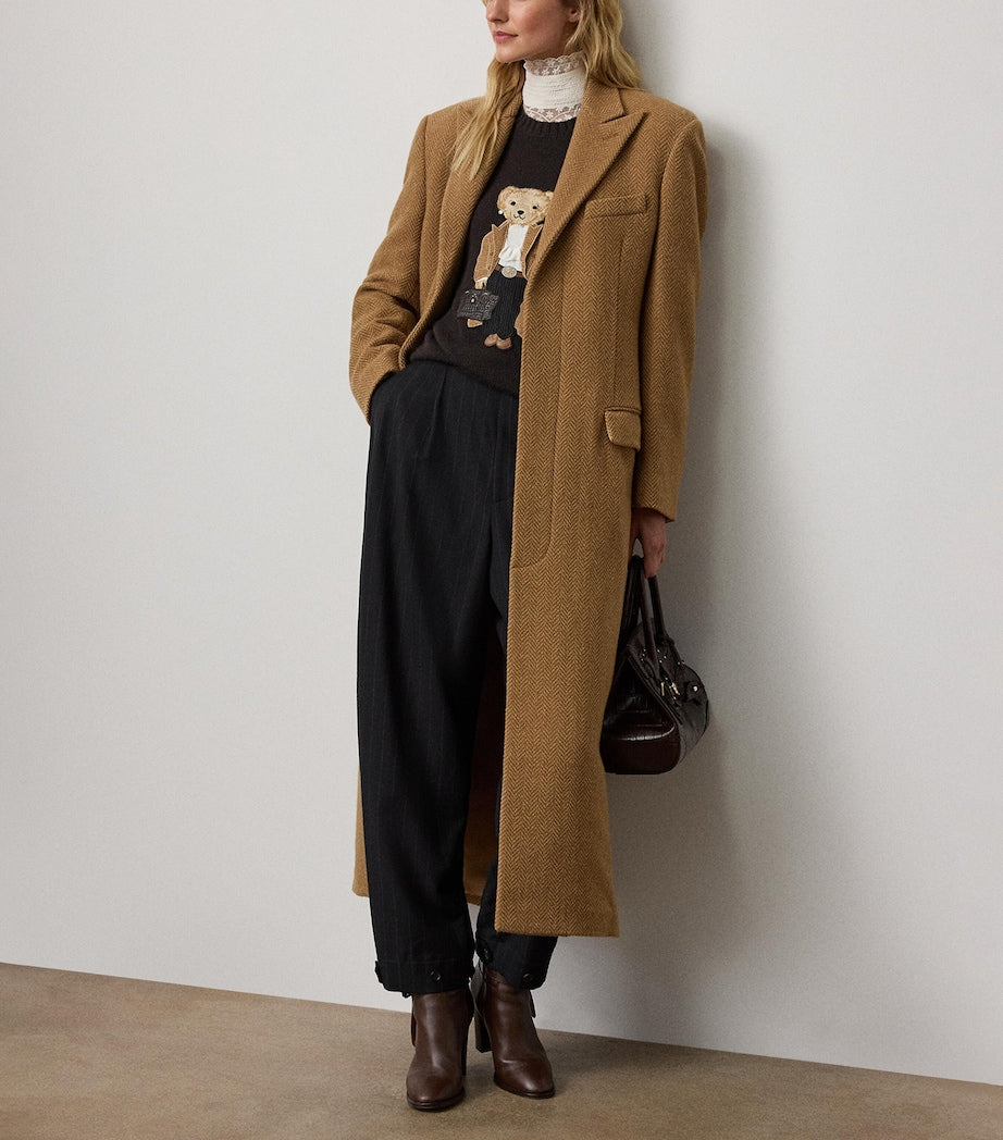 Ralph Lauren Collection Brown Cashmere Fall Polo Bear Sweater