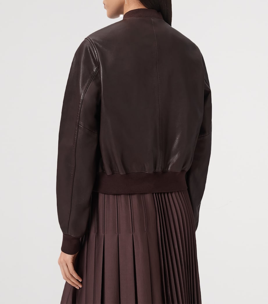 AllSaints Red Leather Orten Bomber Jacket