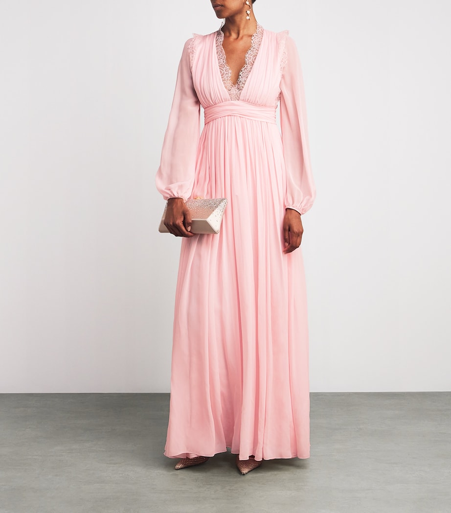 Silk Lace-Trim Maxi Dress