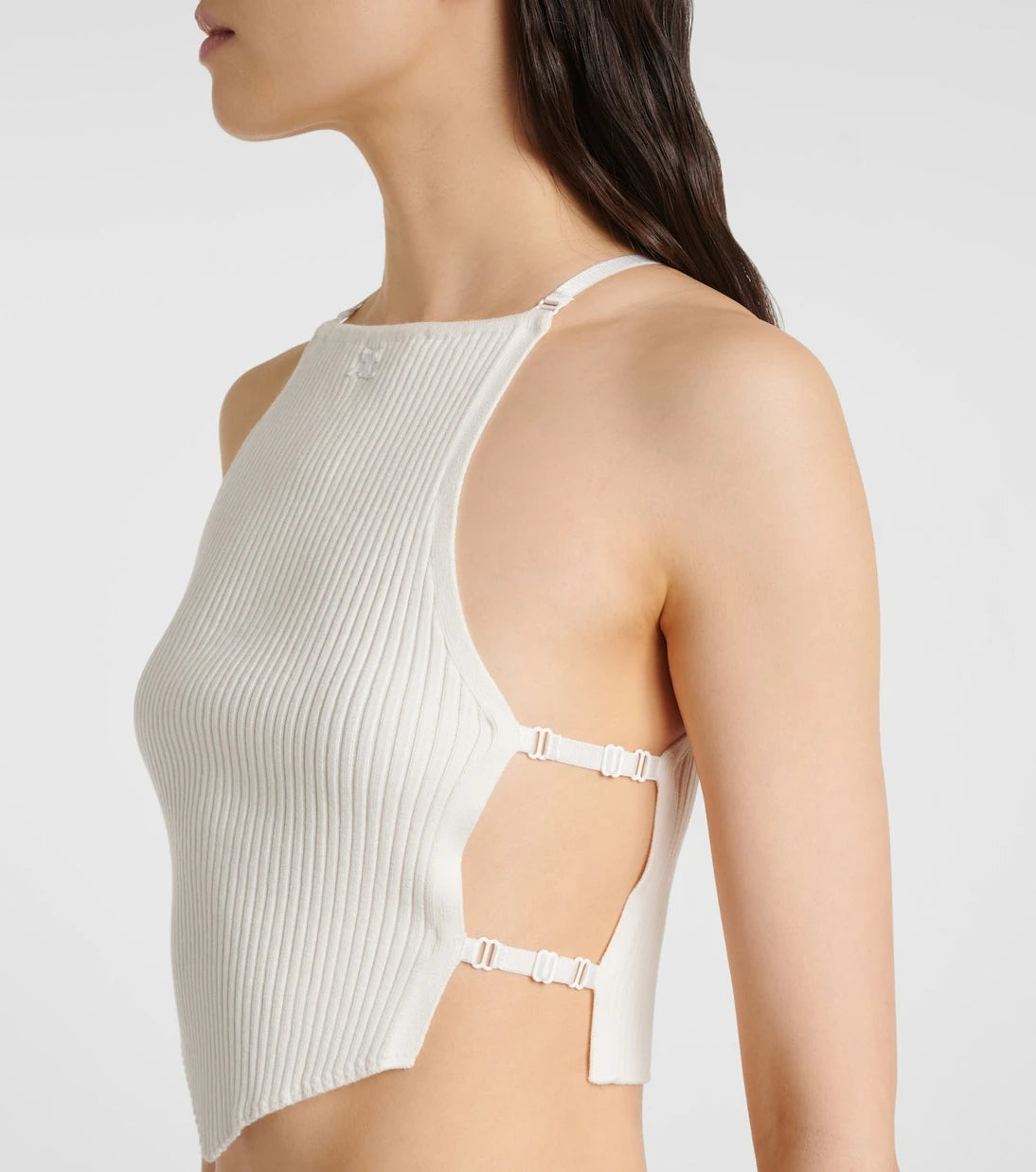 Courrèges - توب بلا أكمام محبوك مضلع بفتحات
