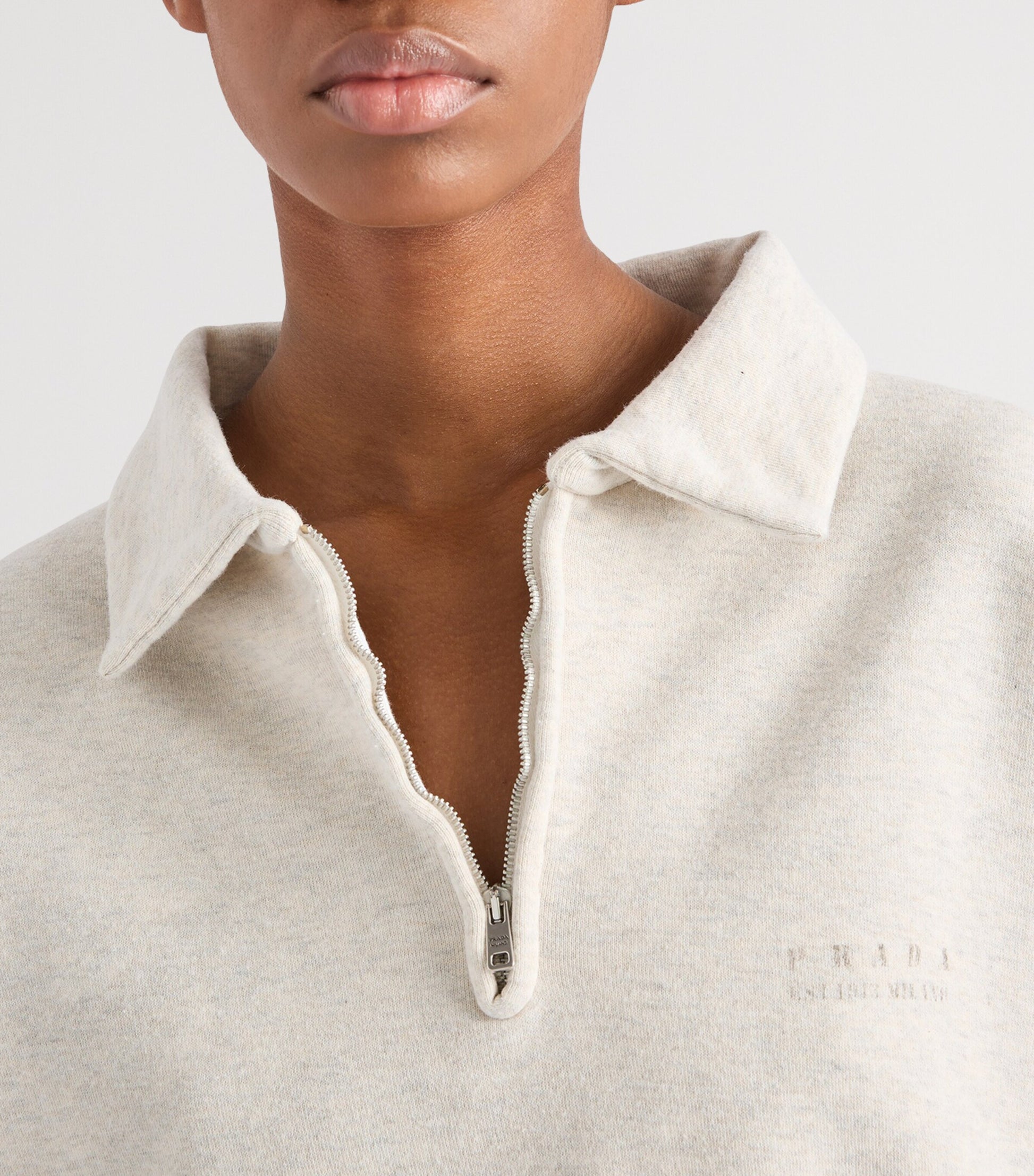 Neutral Cotton Half-Zip Sweatshirt