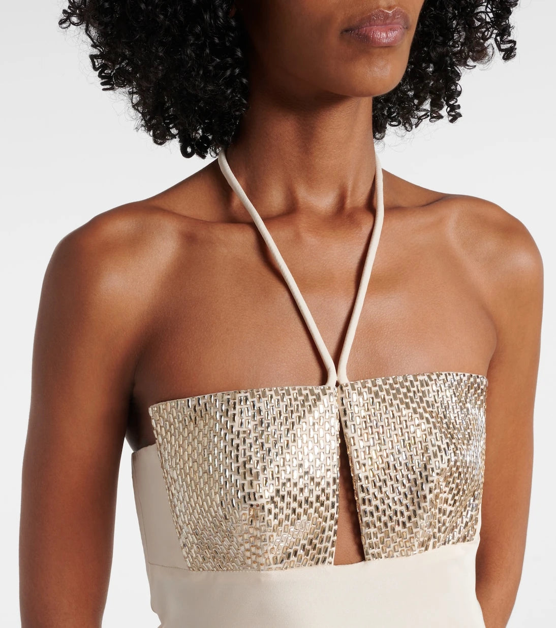 Roland Mouret - Embellished halterneck silk gown