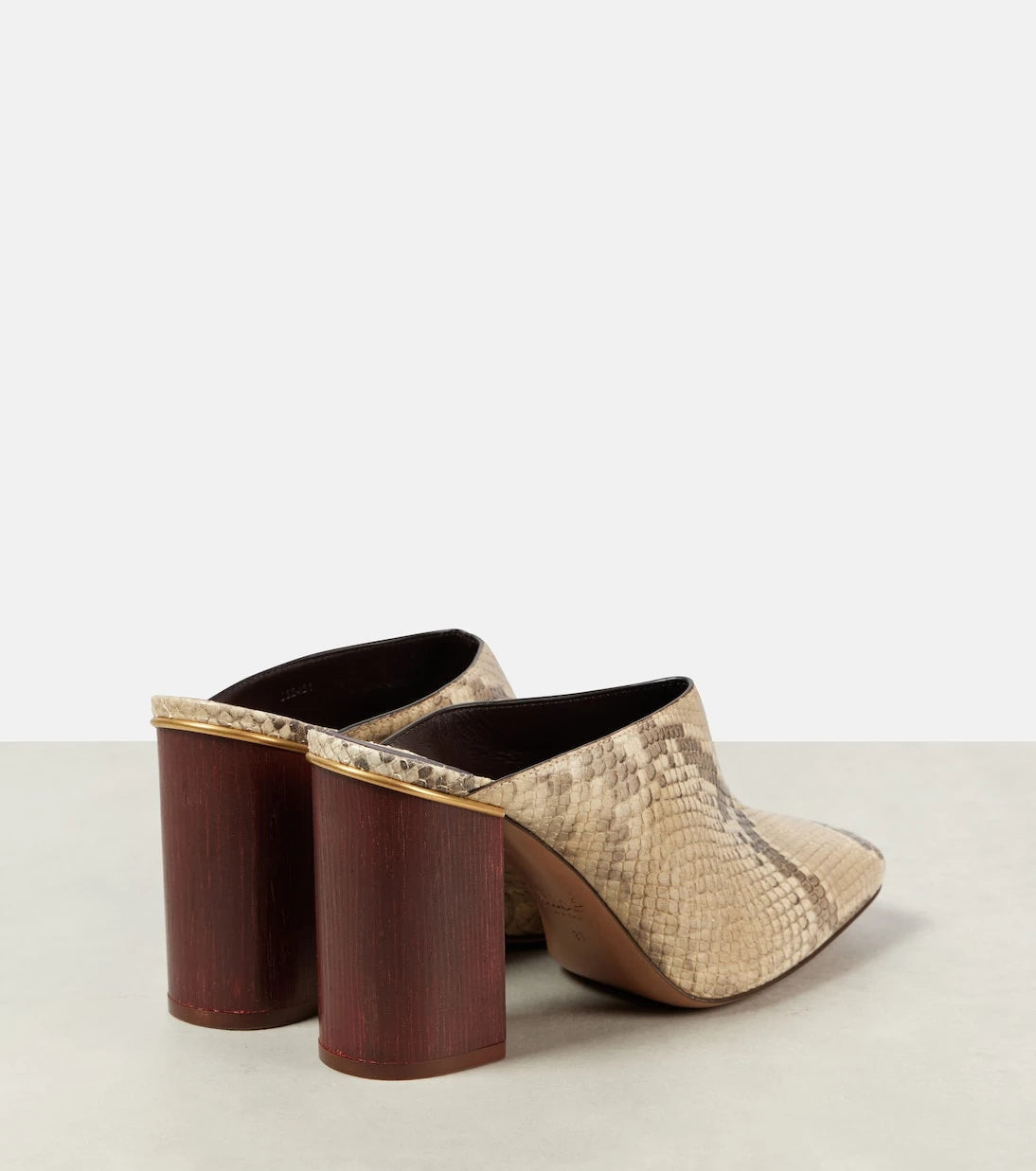 Chloé - Ambre snake-effect leather mules