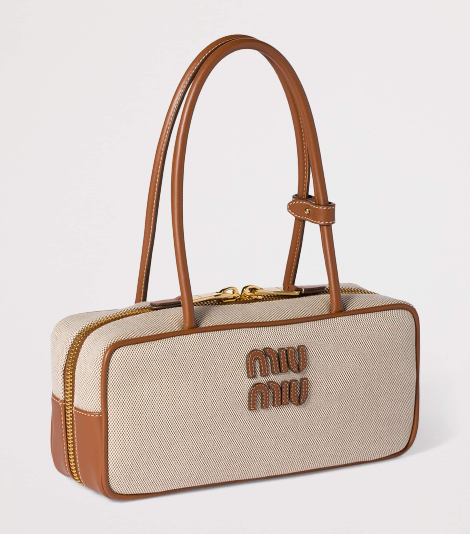 Neutral Canvas-Leather Beau Top-Handle Bag