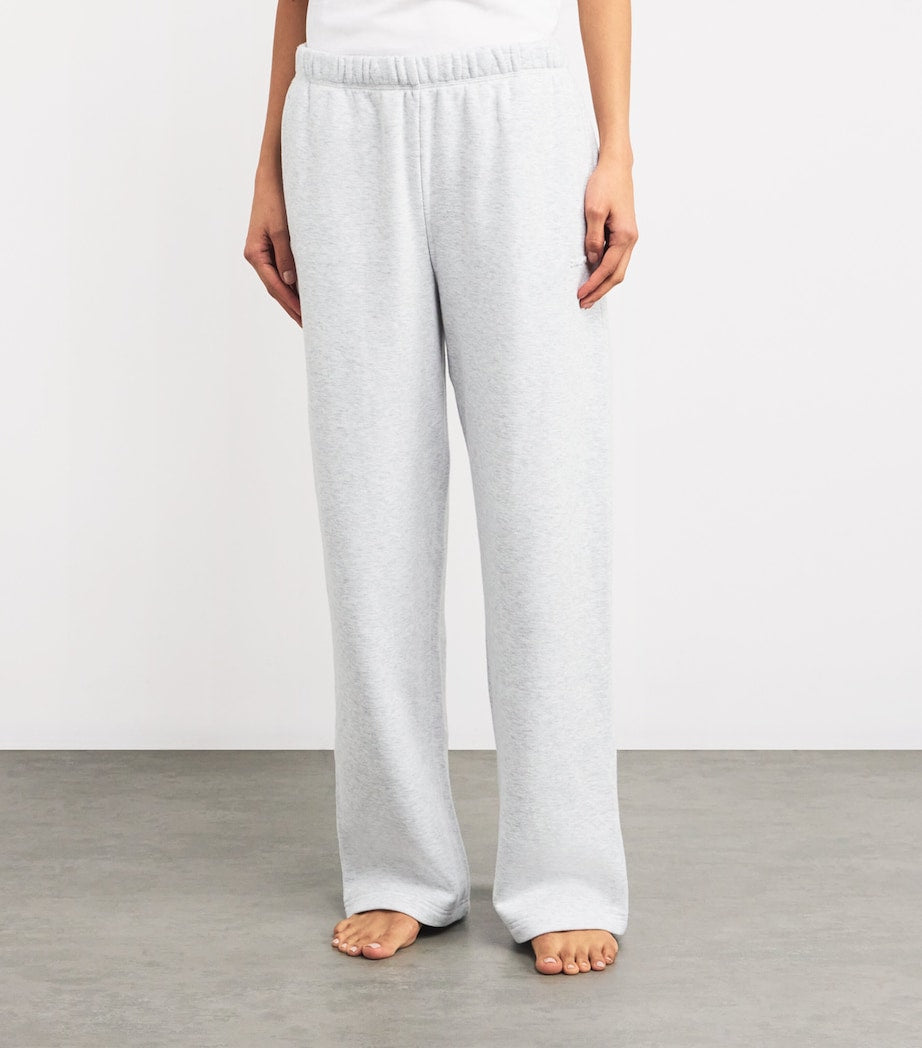 Skims Grey Cotton-Blend Fleece Straight Sweatpants