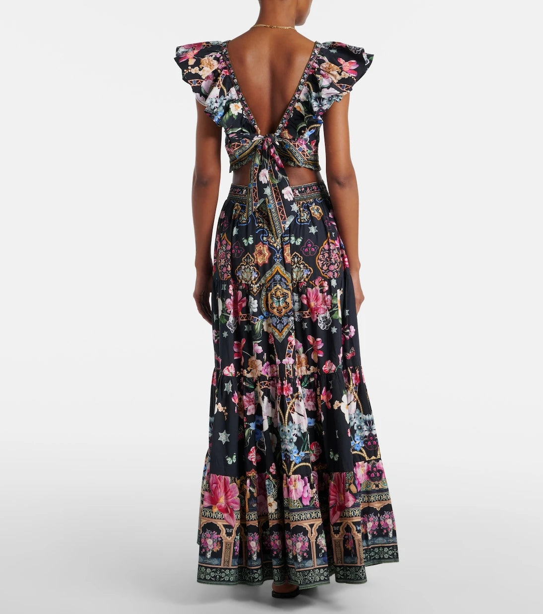 Camilla - Crystal-embellished poplin maxi skirt