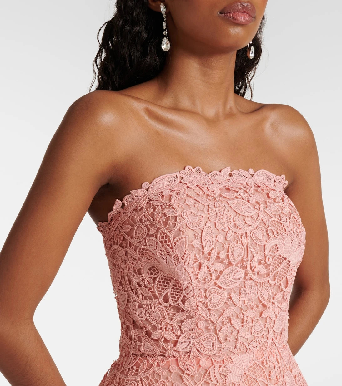 Carolina Herrera - Strapless guipure lace midi dress
