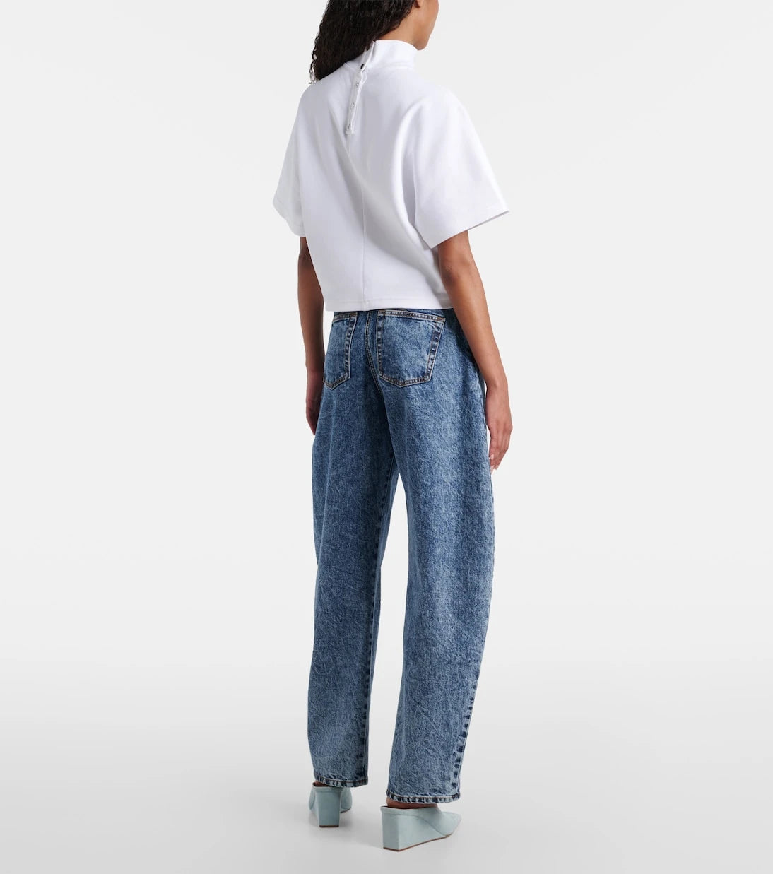 Alaïa - High-neck cotton jersey T-shirt