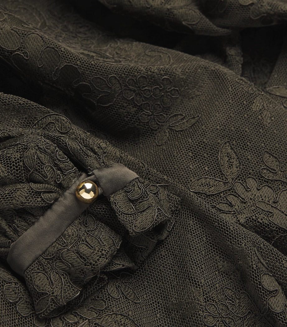 Lace-Silk Memento Maxi Dress OLIVE