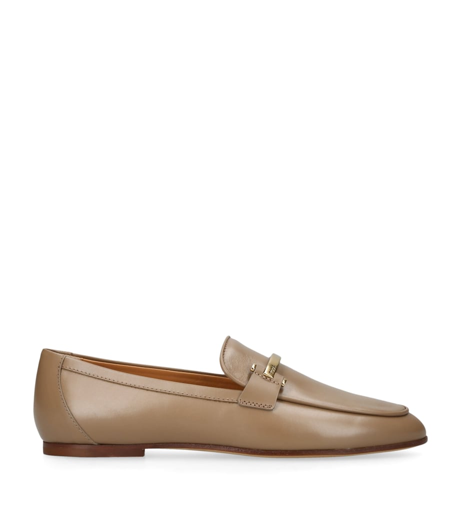 Tod's Beige Leather Barretta Mocassins