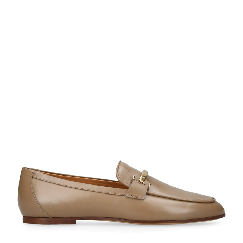 Tod's Beige Leather Barretta Mocassins