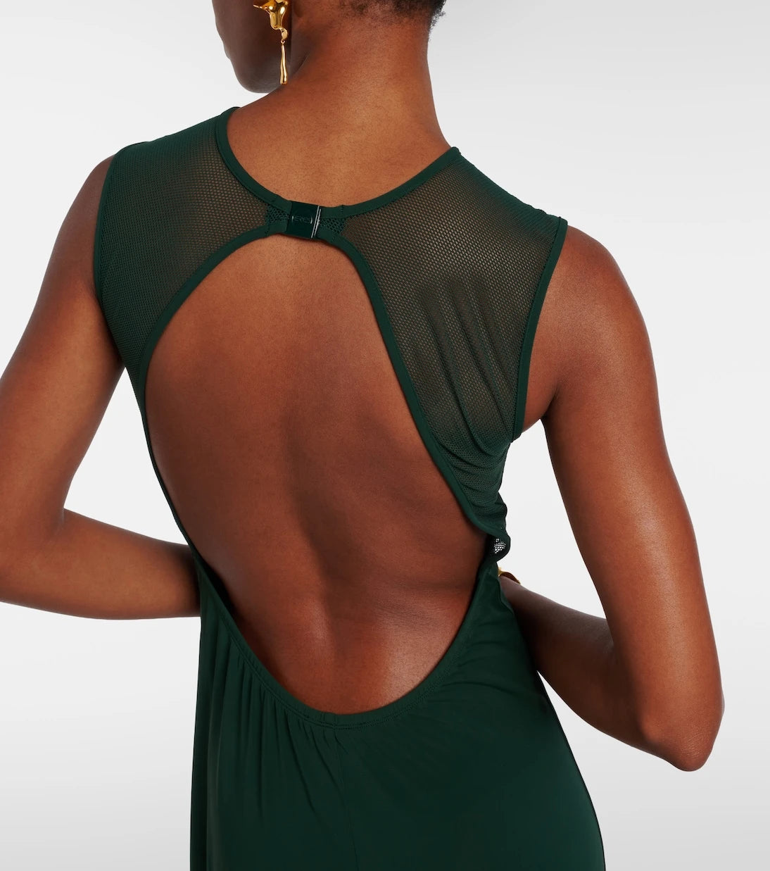 Eres - Scene mesh-trimmed jersey maxi dress