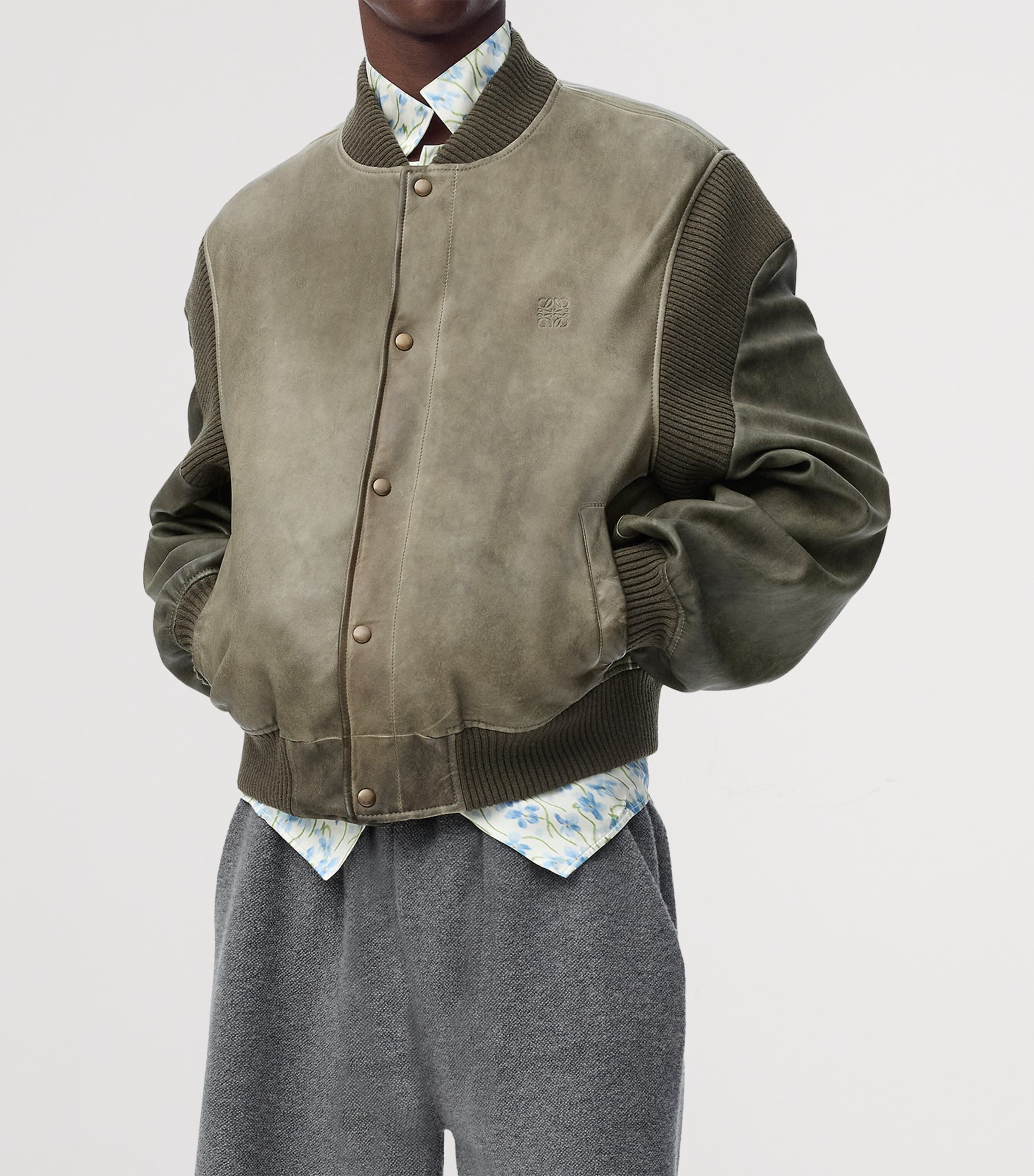 LOEWE Green Nappa Leather Bomber Jacket