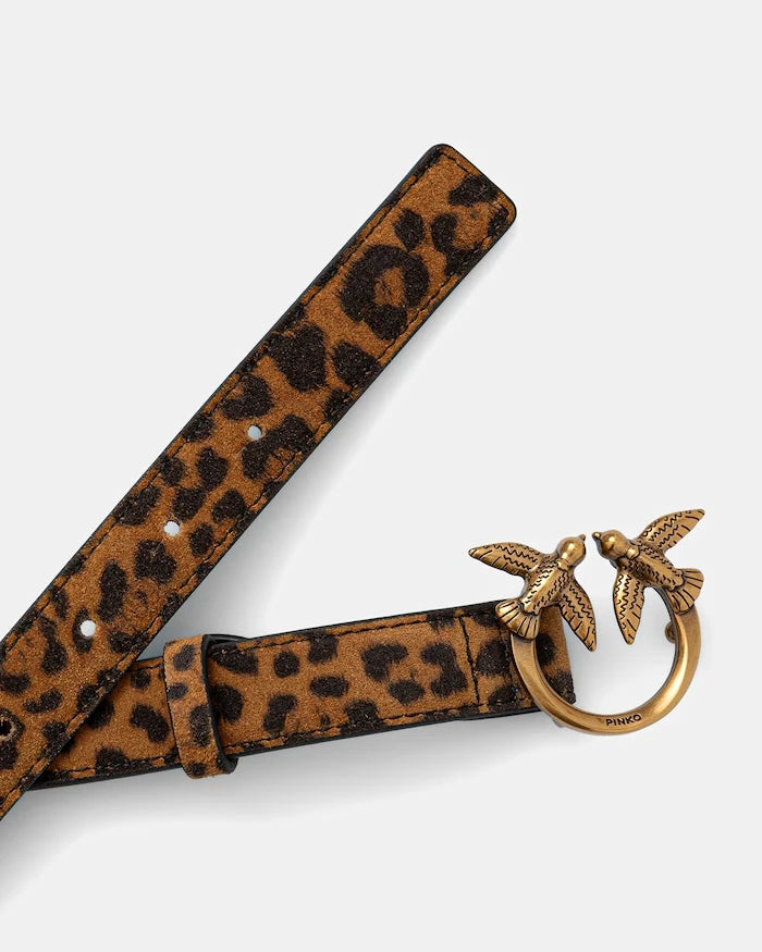 Pinko Leopar Desenli Kadife Kemer