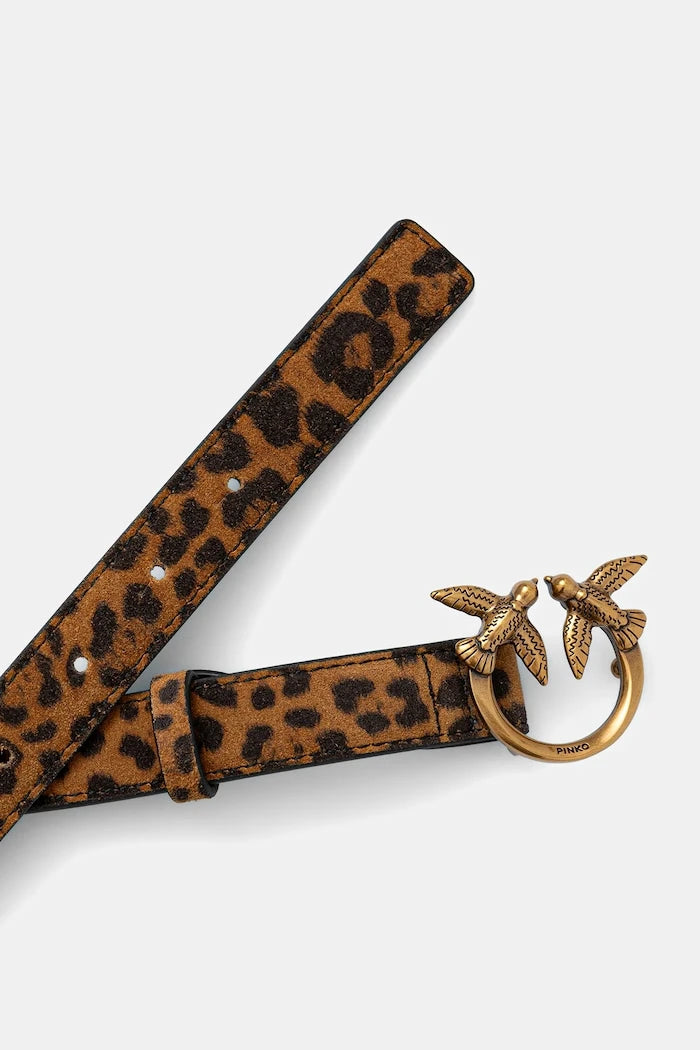 Велурен колан Pinko Leopard print