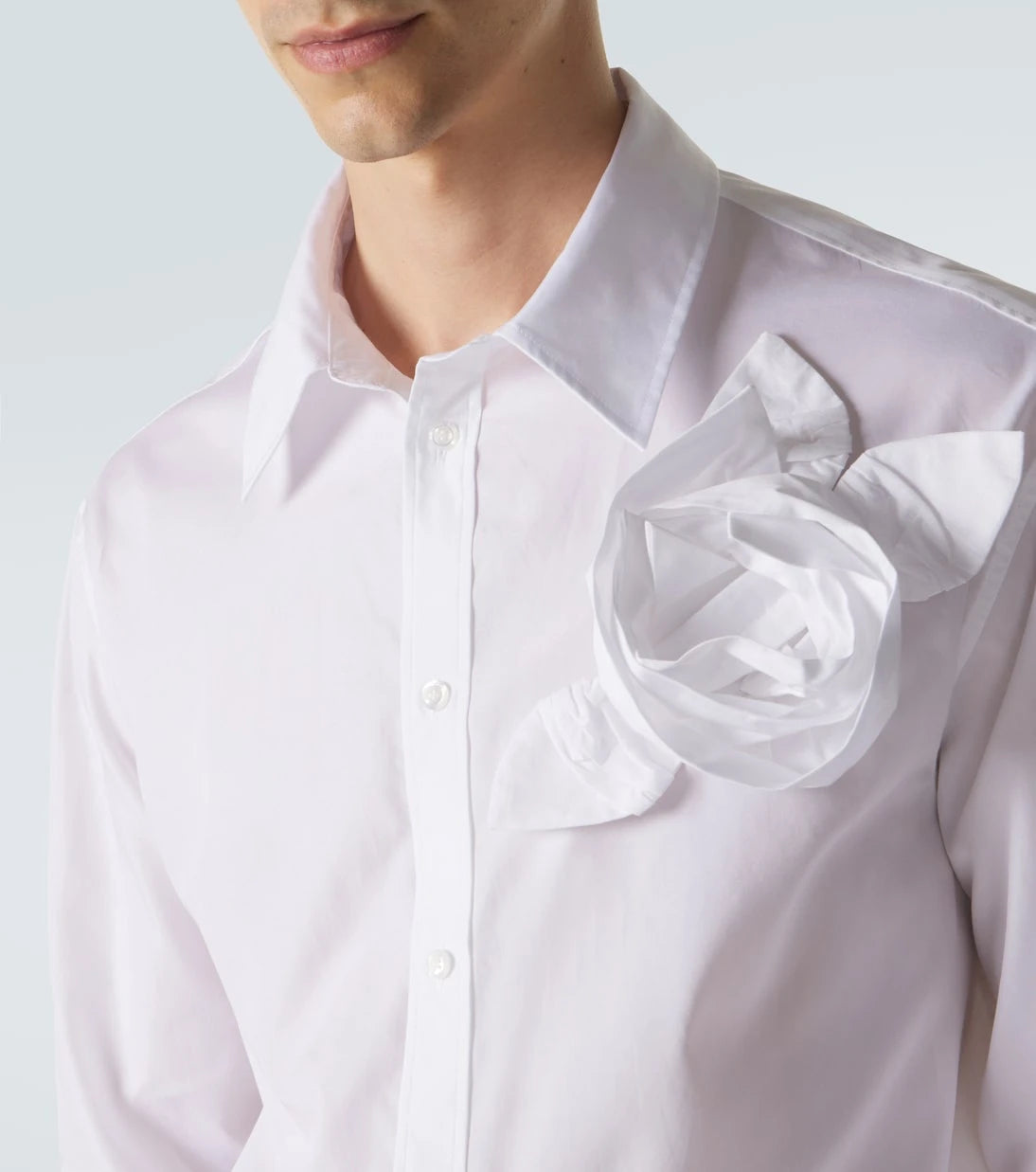 Simone Rocha - Floral-appliqué cotton poplin shirt