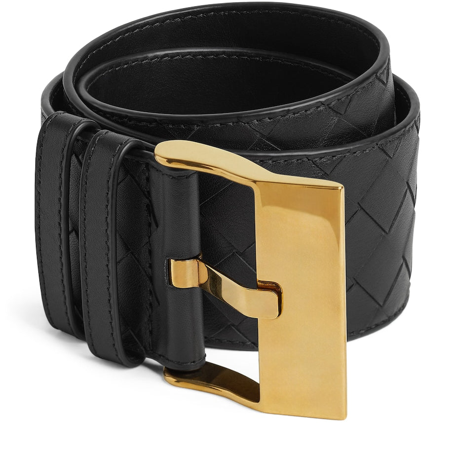 Bottega Veneta Black Large Calfskin Intrecciato Watch Belt